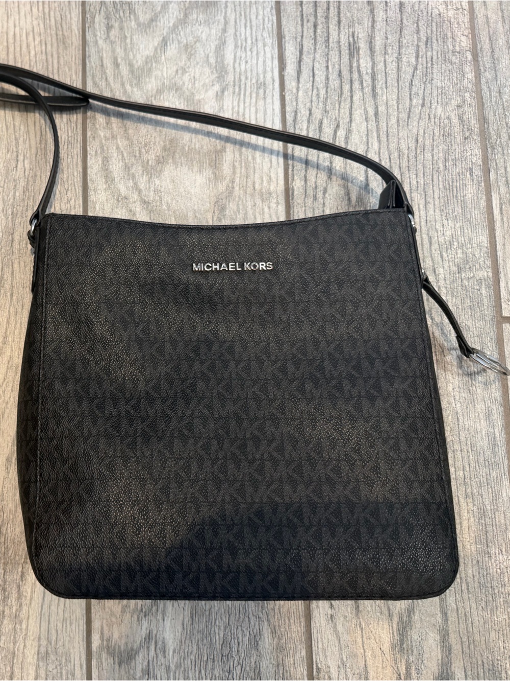 Michael Kors Black Logo-Print Crossbody Messenger Bag